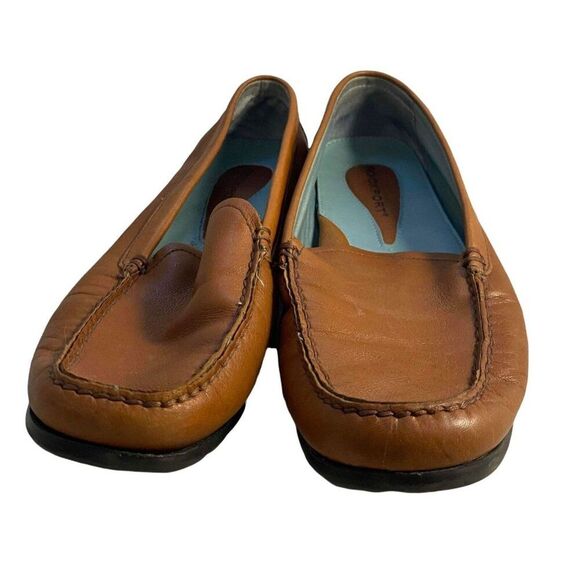#4547 Rockport mens brown loafers shoes size 8.5 leather upper
